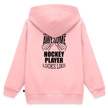 Hockey Hockey Hockey - Kinder Premium Organic Zip Hoodie - Rosa - Hinten - AI Model Kid Female (0cm)