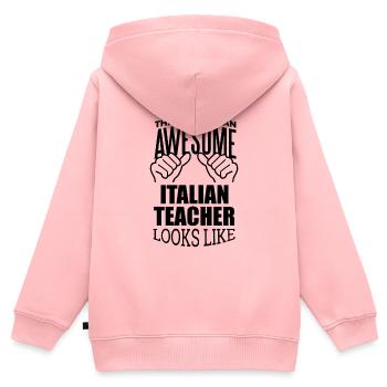 Italienisch, Italienisch, Italienisch - Kinder Premium Organic Zip Hoodie - Rosa - Hinten - AI Model Kid Female (0cm)