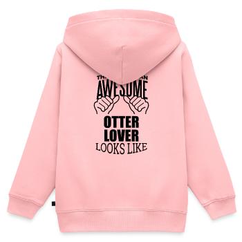 Otter Otter Otter - Kinder Premium Organic Zip Hoodie - Rosa - Hinten - AI Model Kid Female (0cm)
