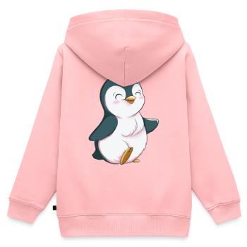 Pingouin mignon - Sweat Premium à capuche zippé enfant bio - rose - Dos - AI Model Kid Female (0cm)