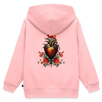 L’élégance gothique du cœur - Sweat Premium à capuche zippé enfant bio - rose - Dos - AI Model Kid Female (0cm)