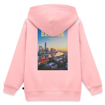 Bangkok City Thailand - Kinder Premium Organic Zip Hoodie - Rosa - Hinten - AI Model Kid Female (0cm)