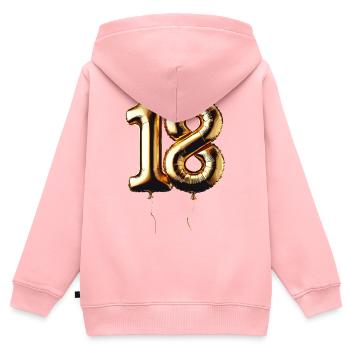 18 ans ballon d’or feuille ballon cadeau - Sweat Premium à capuche zippé enfant bio - rose - Dos - AI Model Kid Female (0cm)