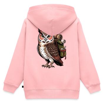 Uhu mit Rucksack - Kinder Premium Organic Zip Hoodie - Rosa - Hinten - AI Model Kid Female (0cm)