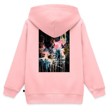 Ojio-Constellart -Milchstraße - Kinder Premium Organic Zip Hoodie - Rosa - Hinten - AI Model Kid Female (0cm)