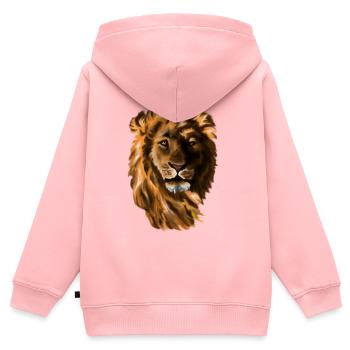 Löwenporträt im warmen Pinselstil - Kinder Premium Organic Zip Hoodie - Rosa - Hinten - AI Model Kid Female (0cm)