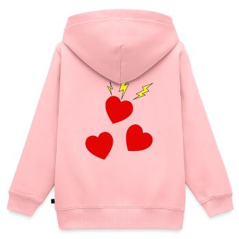 Elektrische Herzen in Rot - Kinder Premium Organic Zip Hoodie - Rosa - Hinten - AI Model Kid Female (0cm)