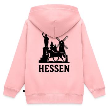 Hesse Silhouette - Sweat Premium à capuche zippé enfant bio - rose - Dos - AI Model Kid Female (0cm)