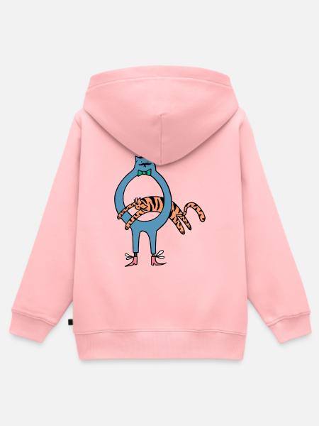 Tiger_Jump - Kinder Premium Organic Zip Hoodie - Rosa