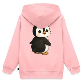 Pingouin Animal mignon Pôle Sud - Sweat Premium à capuche zippé enfant bio - rose - Dos - AI Model Kid Female (0cm)