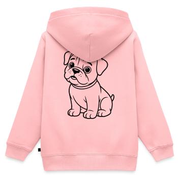 Dessin de contour Carlin : museau mignon - Sweat Premium à capuche zippé enfant bio - rose - Dos - AI Model Kid Female (0cm)