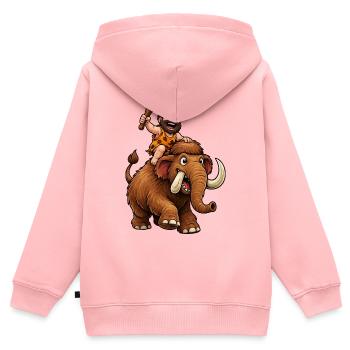 Caveman on a mammoth journey - Kids Premium Organic Zip-up Hoodie - rose - Back - AI Model Kid Female (0cm)