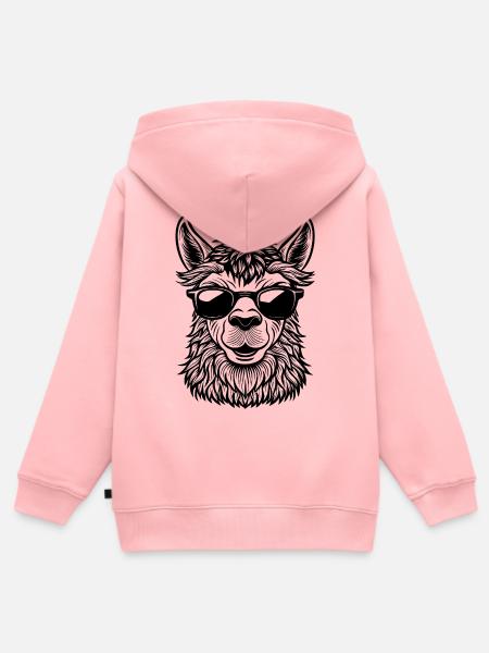 Lama-Gesicht - Kinder Premium Organic Zip Hoodie - Rosa