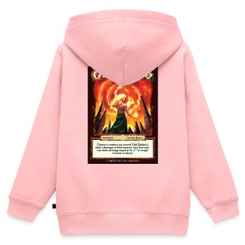 Étreinte de Feu - Sweat Premium à capuche zippé enfant bio - rose - Dos - AI Model Kid Female (0cm)
