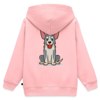 Kleiner, lustiger, grauer Hund (Comic) - Kinder Premium Organic Zip Hoodie - Rosa - Hinten - AI Model Kid Female (0cm)