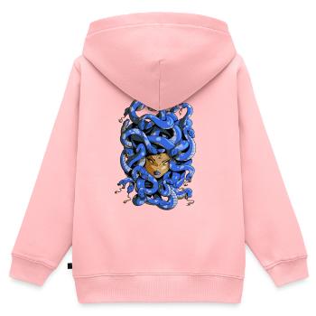 Haarige Medusa - Kinder Premium Organic Zip Hoodie - Rosa - Hinten - AI Model Kid Female (0cm)