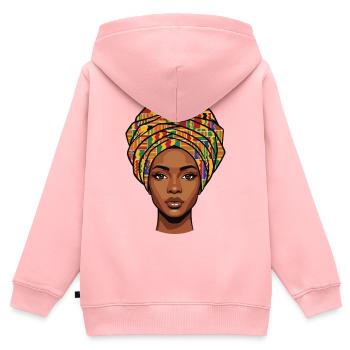 Afrikanisches Kopftuch-Porträt - Kinder Premium Organic Zip Hoodie - Rosa - Hinten - AI Model Kid Female (0cm)