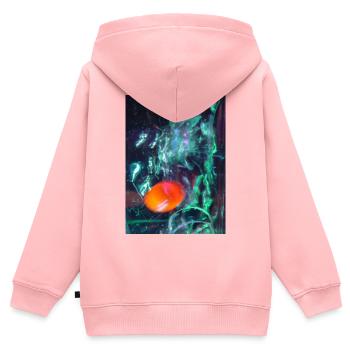 Neon-Nebel mit orangefarbenem Kern - Kinder Premium Organic Zip Hoodie - Rosa - Hinten - AI Model Kid Female (0cm)