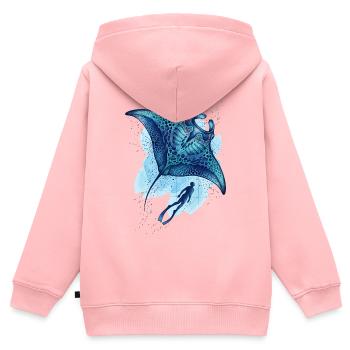 Shadow of the Giant - Majestic Manta & Diver - Kids Premium Organic Zip-up Hoodie - rose - Back - AI Model Kid Female (0cm)