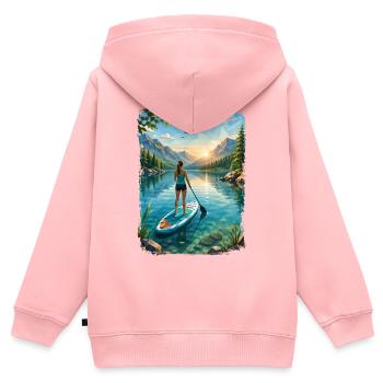 Stand Up Paddling on Mountain Lake at Sunrise - Kids Premium Organic Zip-up Hoodie - rose - Back - AI Model Kid Female (0cm)
