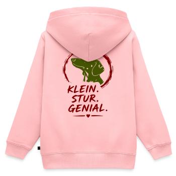 Kleiner Hund Stur Genial - Kinder Premium Organic Zip Hoodie - Rosa - Hinten - AI Model Kid Female (0cm)