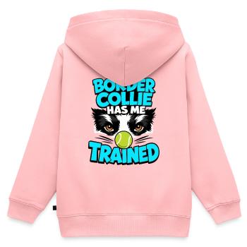Border Collie hat mich trainiert, lustiges Hundebesitzer-Geschenk - Kinder Premium Organic Zip Hoodie - Rosa - Hinten - AI Model Kid Female (0cm)