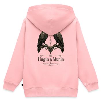 Hugin & Munin: Gedanken Erinnerung - Kinder Premium Organic Zip Hoodie - Rosa - Hinten - AI Model Kid Female (0cm)