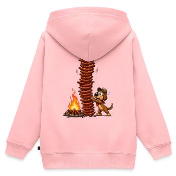 Wurststapel am Lagerfeuer - Kinder Premium Organic Zip Hoodie - Rosa - Hinten - AI Model Kid Female (0cm)