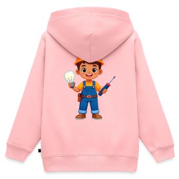 Kleiner Elektriker mit Schraubenzieher & Lampe - Kinder Premium Organic Zip Hoodie - Rosa - Hinten - AI Model Kid Female (0cm)