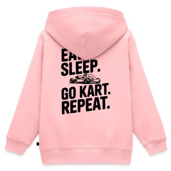 Iss. Schlaf. Go Kart. Wiederholen. - Kinder Premium Organic Zip Hoodie - Rosa - Hinten - AI Model Kid Female (0cm)