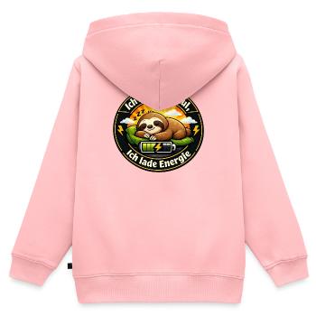 Ich lade Energie Faultier - Kinder Premium Organic Zip Hoodie - Rosa - Hinten - AI Model Kid Female (0cm)