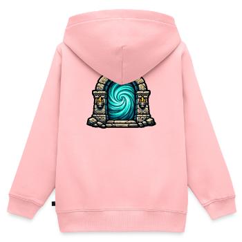 Steinportal Wirbelzauber - Kinder Premium Organic Zip Hoodie - Rosa - Hinten - AI Model Kid Female (0cm)