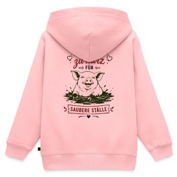 Zu kurz für saubere Ställe – Schwein im Schlamm - Kinder Premium Organic Zip Hoodie - Rosa - Hinten - AI Model Kid Female (0cm)