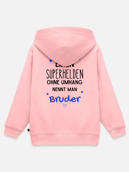 Bruder Superheld ohne Umhang - Kinder Premium Organic Zip Hoodie - Rosa