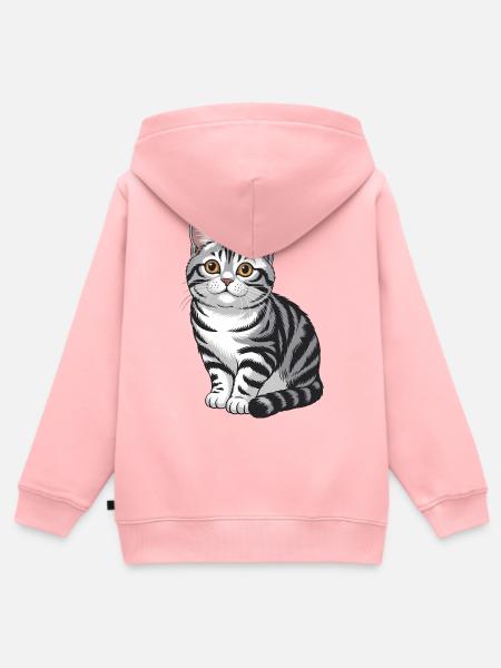 Tabby-Katzenporträt - Kinder Premium Organic Zip Hoodie - Rosa