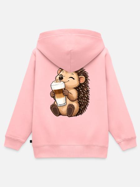 Igel mit Latte Macchiato - Kinder Premium Organic Zip Hoodie - Rosa