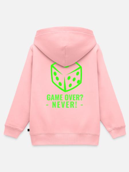 GAME OVER? - NEVER! - Kinder Premium Organic Zip Hoodie - Rosa