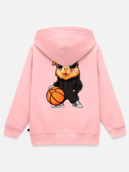 Basketball Meerschweinchen - Kinder Premium Organic Zip Hoodie - Rosa