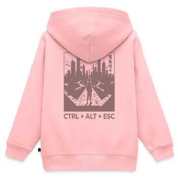System Reboot Skyline - Kinder Premium Organic Zip Hoodie - Rosa - Hinten - AI Model Kid Female (0cm)