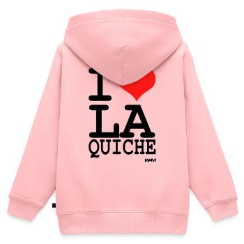 i love LA quiche - Parodie i love LA - Sweat Premium à capuche zippé enfant bio - rose - Dos - AI Model Kid Female (0cm)