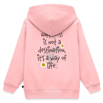 heureux - Sweat Premium à capuche zippé enfant bio - rose - Dos - AI Model Kid Female (0cm)