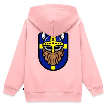 Vikings cool avec drapeau suédois - Sweat Premium à capuche zippé enfant bio - rose - Dos - AI Model Kid Female (0cm)