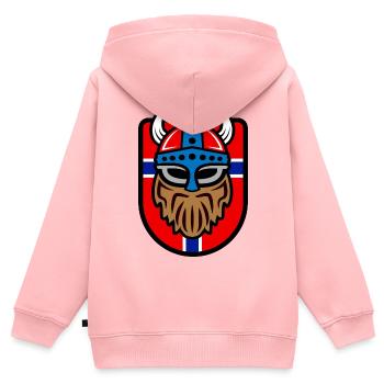 Logo viking cool avec drapeau norvégien - Sweat Premium à capuche zippé enfant bio - rose - Dos - AI Model Kid Female (0cm)
