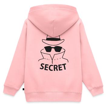 Geheimnisvoll, unnahbar, unsichtbar - Mann mit Hut - Kinder Premium Organic Zip Hoodie - Rosa - Hinten - AI Model Kid Female (0cm)