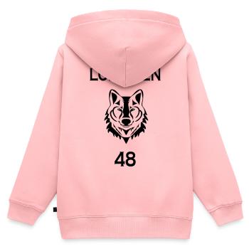 Lozerian - Kinder Premium Organic Zip Hoodie - Rosa - Hinten - AI Model Kid Female (0cm)