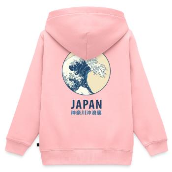 Kanagawa, Japon - Sweat Premium à capuche zippé enfant bio - rose - Dos - AI Model Kid Female (0cm)