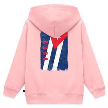 Drapeau de Cuba - Sweat Premium à capuche zippé enfant bio - rose - Dos - AI Model Kid Female (0cm)