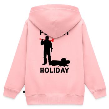 Boiserie hache bûcheron arbre cutter déclaration - Sweat Premium à capuche zippé enfant bio - rose - Dos - AI Model Kid Female (0cm)