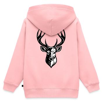 HIRSCHKOPF - Kinder Premium Organic Zip Hoodie - Rosa - Hinten - AI Model Kid Female (0cm)