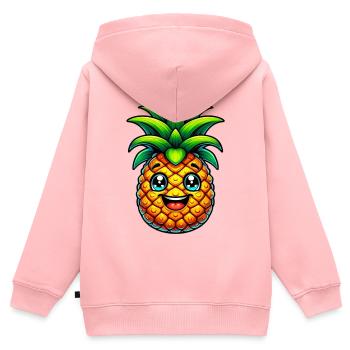 Ananas - Sweat Premium à capuche zippé enfant bio - rose - Dos - AI Model Kid Female (0cm)